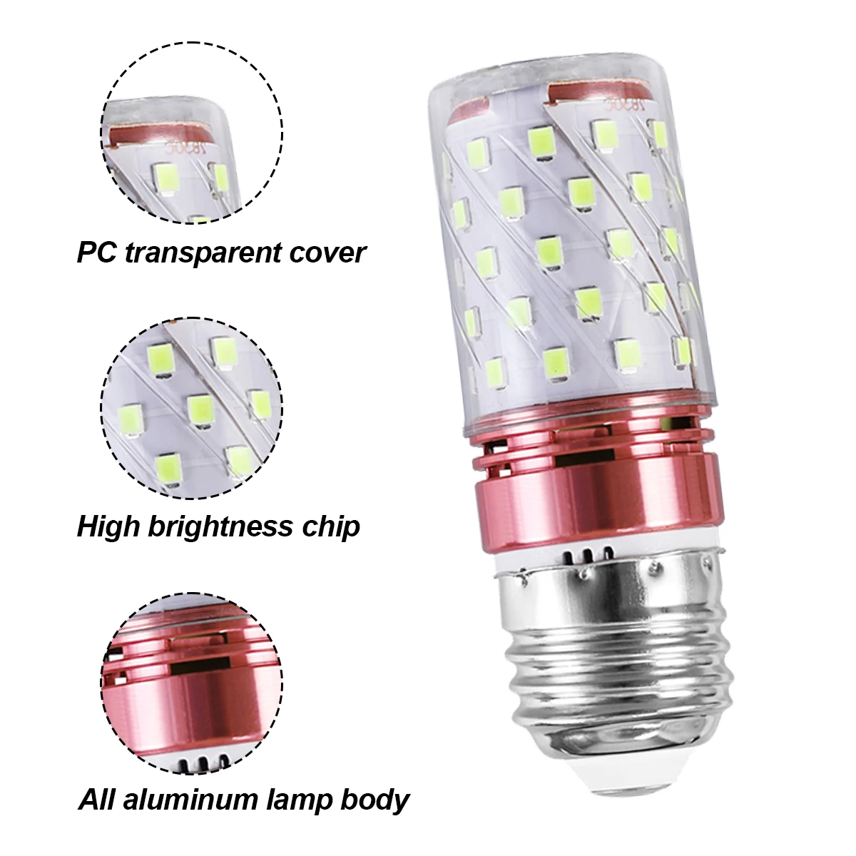 전구 E27 LED 다채로운 옥수수 전구 12W 핑크 레드 블루 그린 퍼플 골든 6 색 램프 AC 220V 전구 샹들리에 장식