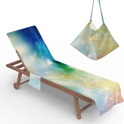 

Colorful Geometric Beach Chair Cover Recliner Towel Outdoor Portable Sunbath Lazy Lounger Chair Cover Soft Towels With Pocket