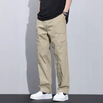 Trend-in comfortable casual pants loose straight-fit cargo pants men's training daily LP0980