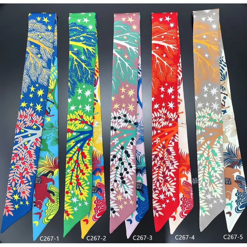 

Саржевый шарф Maya Jungle, сумка на руку, длинная повязка для волос, в стиле интернет-знаменитостей, шелковая лента, декоративная сумка, шарф