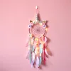 Pink LED Light Unicorn Dream Catcher Ornament For Girls Boho Room Decor Bedroom Unicorn Macrame Dreamcatcher Hanging Pendant 2