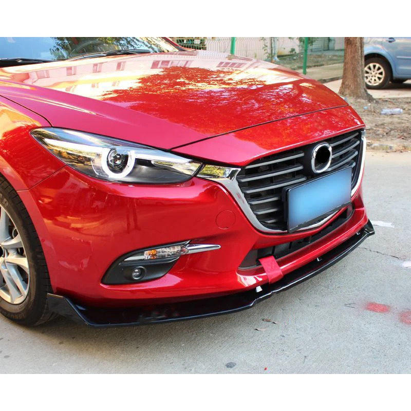 마쯔다 3 세단 2017-2018 블랙 카본 ABS 프론트 범퍼 립 스포일러 바디킷 3PCS 범퍼 보호