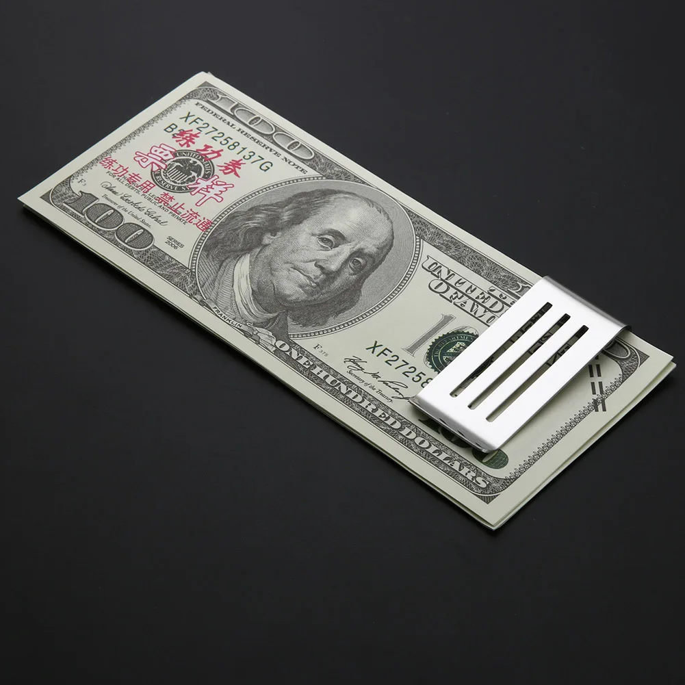 Stainless Steel Cash Wallet Hollow Out Porous Credit Card Holder Craft Change Wallet Portable Suitable for Wallet Clips Books