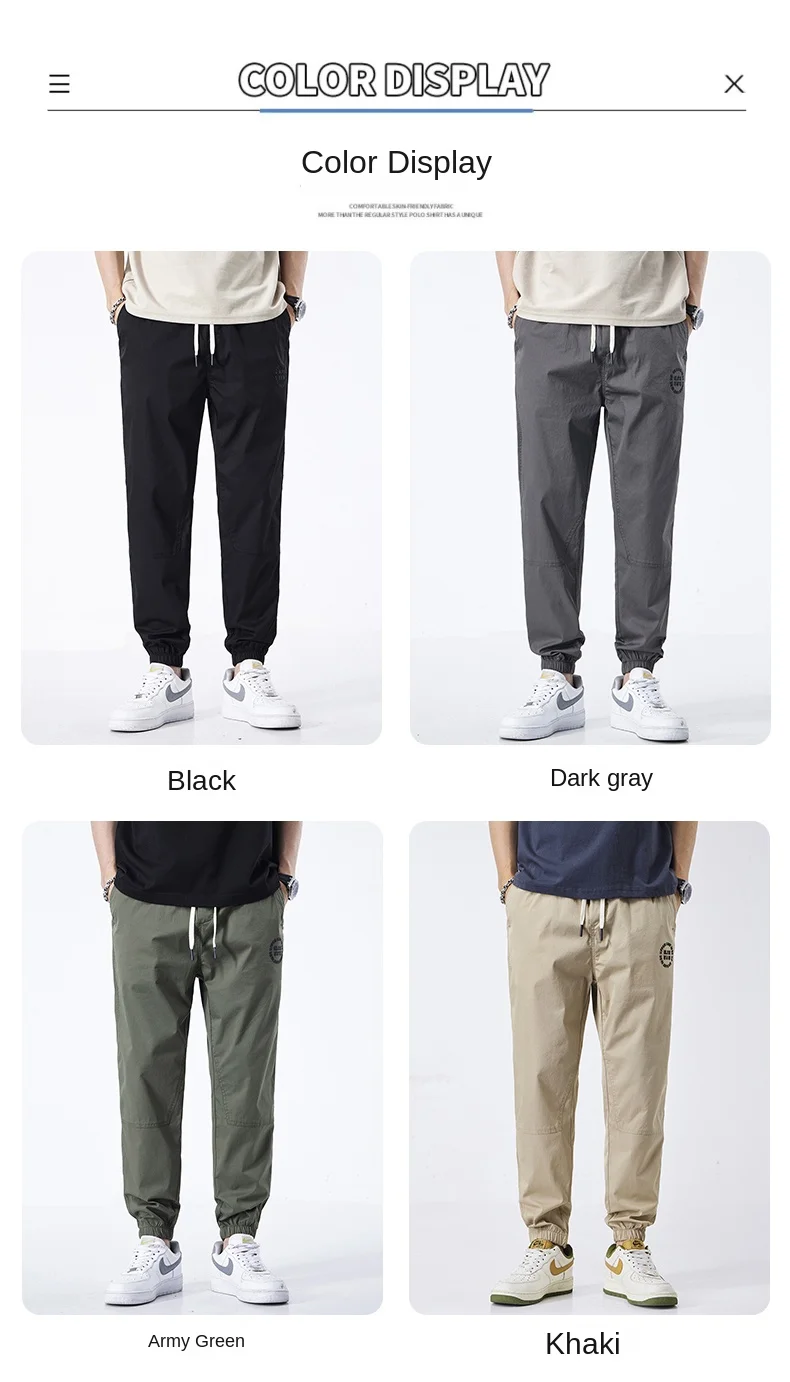 Description Picture 2 of itemUnvanqu 2024 Men's Solid Casual Harem Pants Korean Patch Pocket Cargo Pants Classic Men Thin Fashion Streetwear Trousers For Men