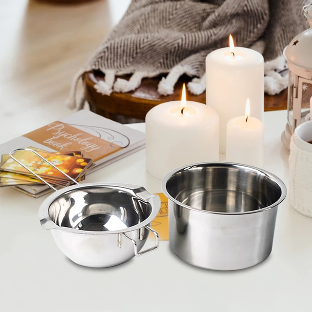 Double Boiler Melting Pot with 600ML,Stainless Steel Chocolate Melting Pot  with Heat Resistant Handle for Butter Candy Butter Cheese, Candle Making