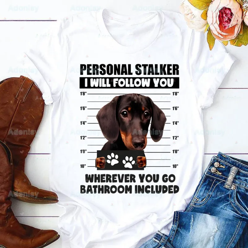 

Dachshund Teckel Funny Cute Dog Animal Print Lady T-shirts Top T Shirt Ladies Womens Graphic Female Tee T-Shirt