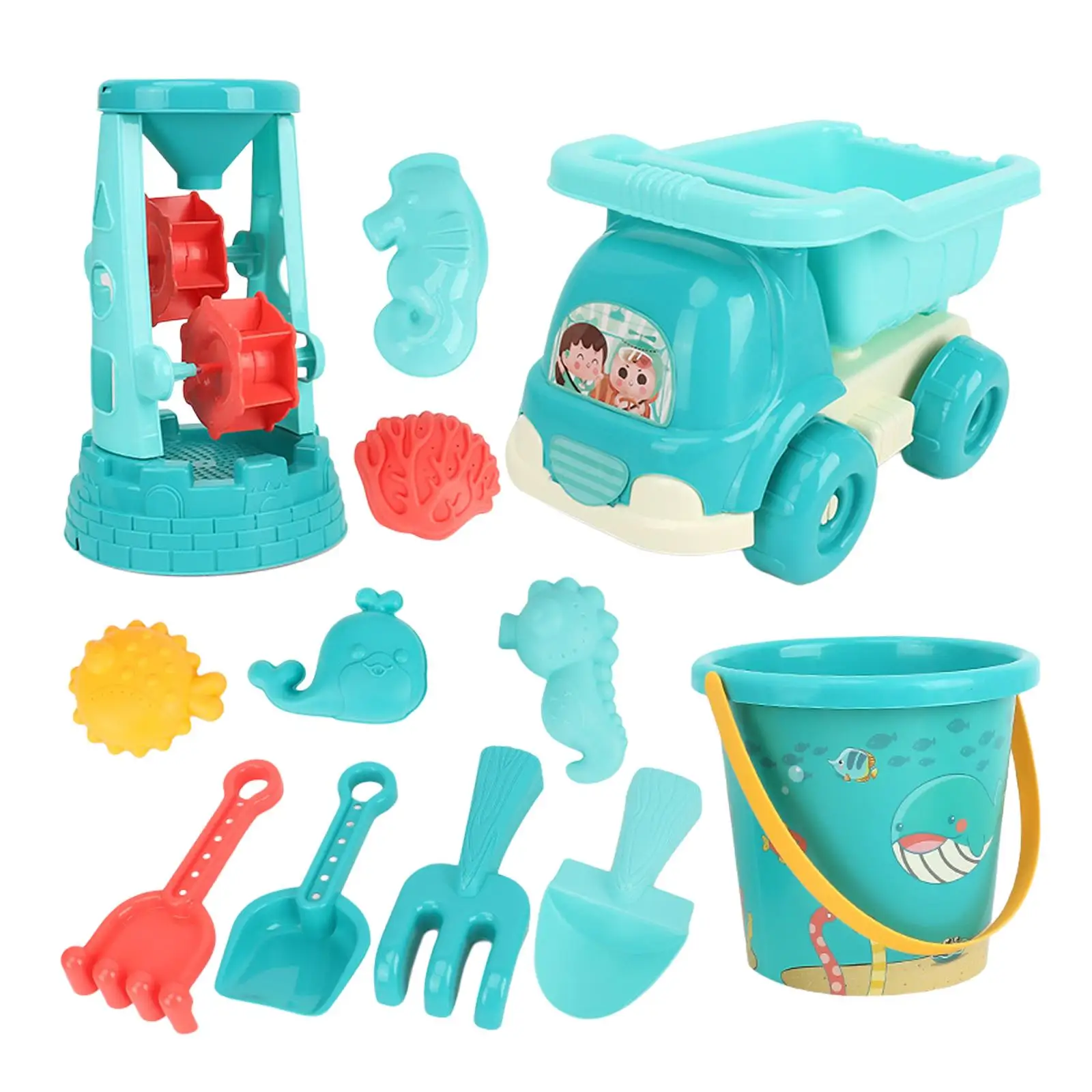 

Beach Toys Preschool Sand Gadgets 13Pcs Beach Sand Toys Set for Plastic Bucket Bathtime Toys Boys Girls Travel Sand Toy Toddlers