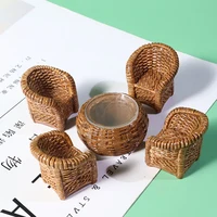 1Pc/1Set Dollhouse Miniature Simulation Fish Basket Basket Chair Table Furniture Model For Doll House Accessories Decoration Toy 1