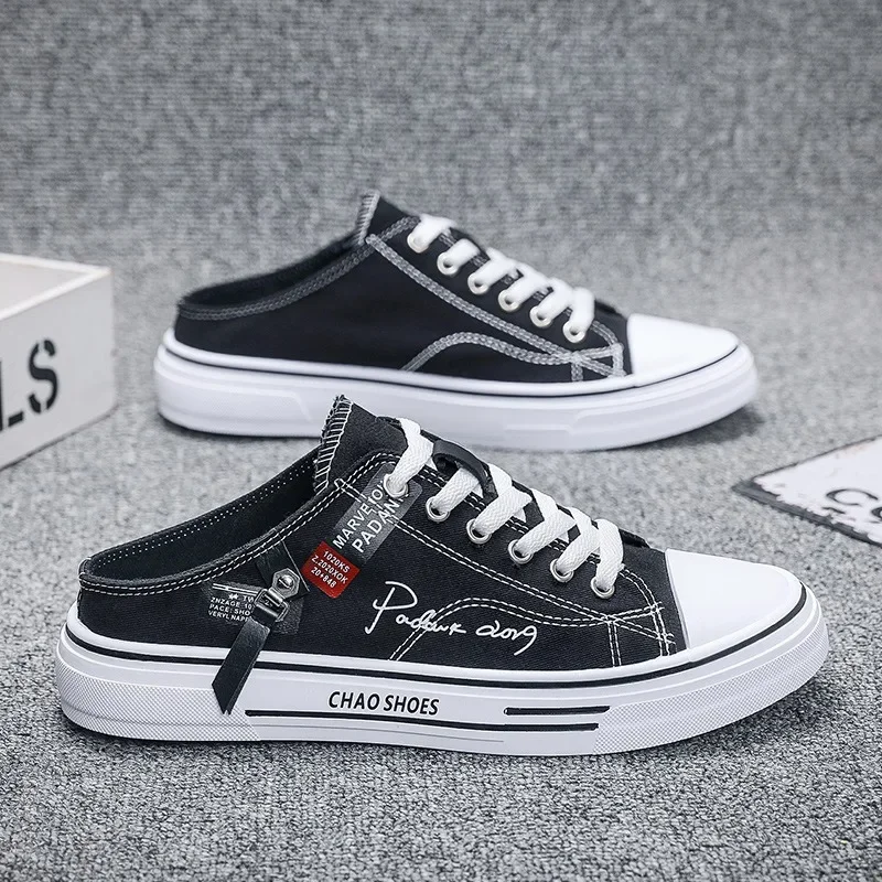 Trend Designer Men Half Slippers Summer Comfortable Breathable Flat Outdoor Casual Walking Shoes For Men Lightweight Sneaker Casual Shoes Casual Sneakers Fashion Sneakers