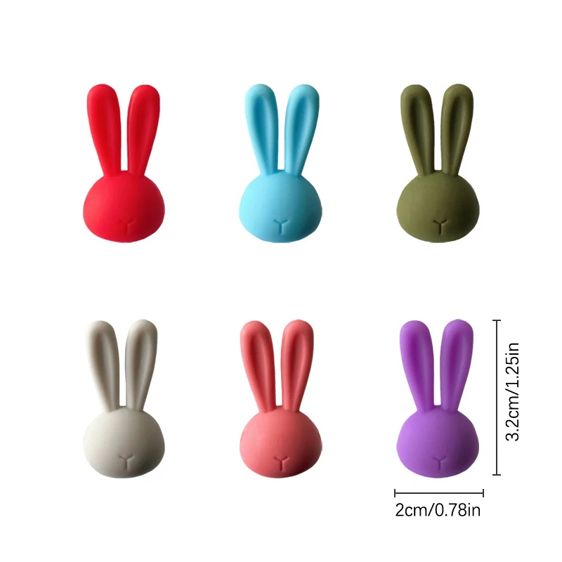 Wine Glass Marker Creative 3D Rabbit Ears Silicone Drink Charms Wine Identifier For Champagne Cocktails 6Pcs