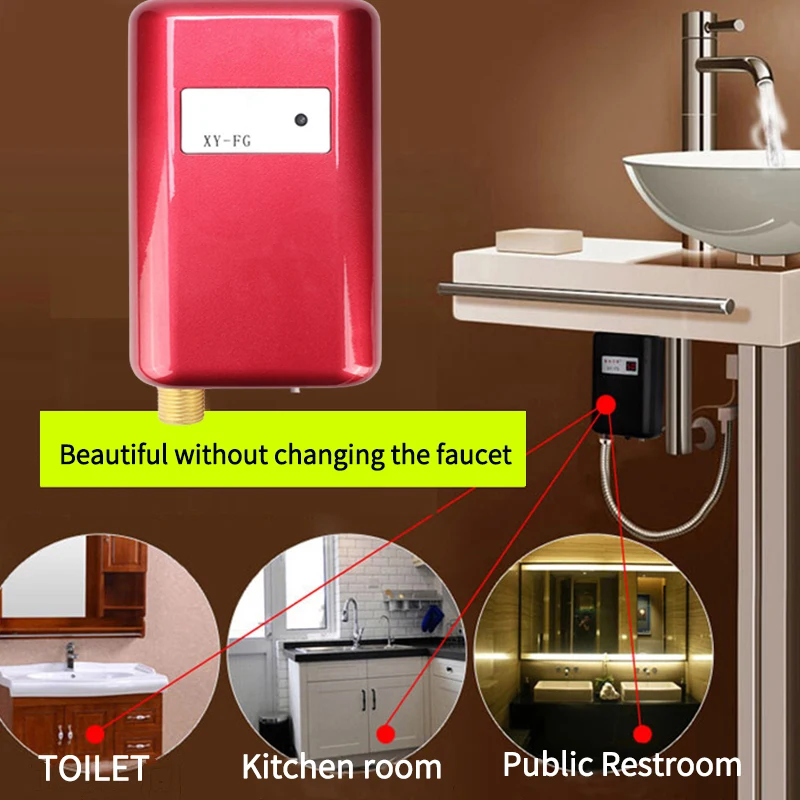 3000W Electric Tankless Instant Hot Water Heater Under Sink Tap Bathroom  Kitchen