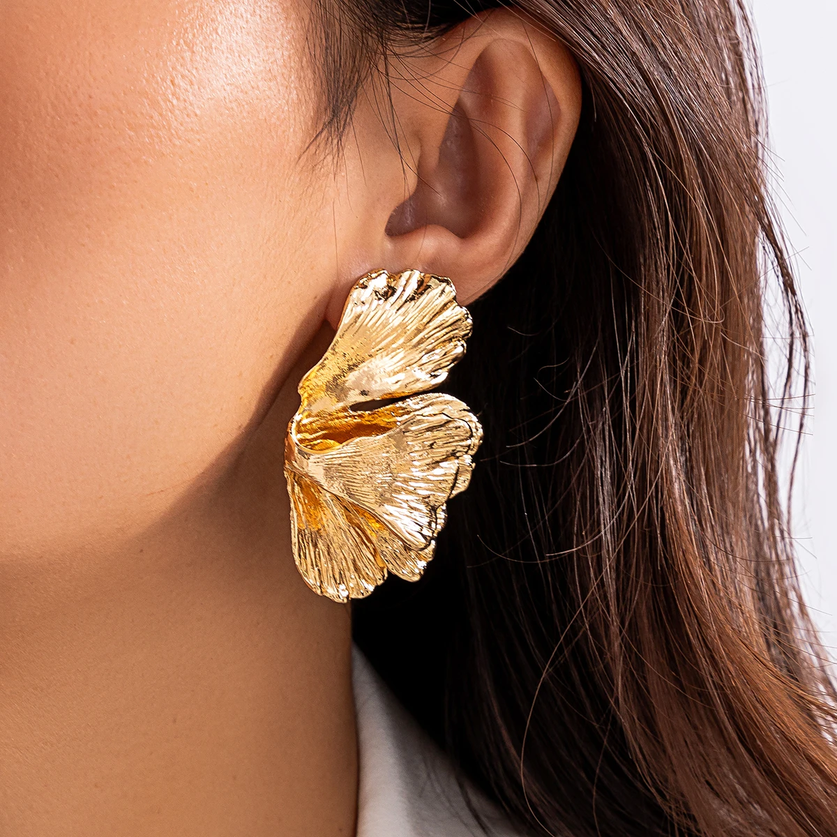 ライオンホールマーク　銀製花瓶　116g/高さ18.3㎝　東Y7-0630⭐︎2F Fashion Exaggerated Ginkgo Leaf Ear Hook Earrings For Women