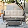 Furniture Set 2Piece Wicker Outdoor Furniture Conversational Sets with 3-Seat Sofa,Patio Rattan Coffee Table Patio Rattan Wicker 1