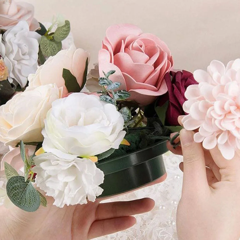 10Pcs Wedding Aisle DIY Craft Floral Arrangement Water-Absorbing Home Garden Green Flower Foam Florist Fresh-Keeping Round Brick