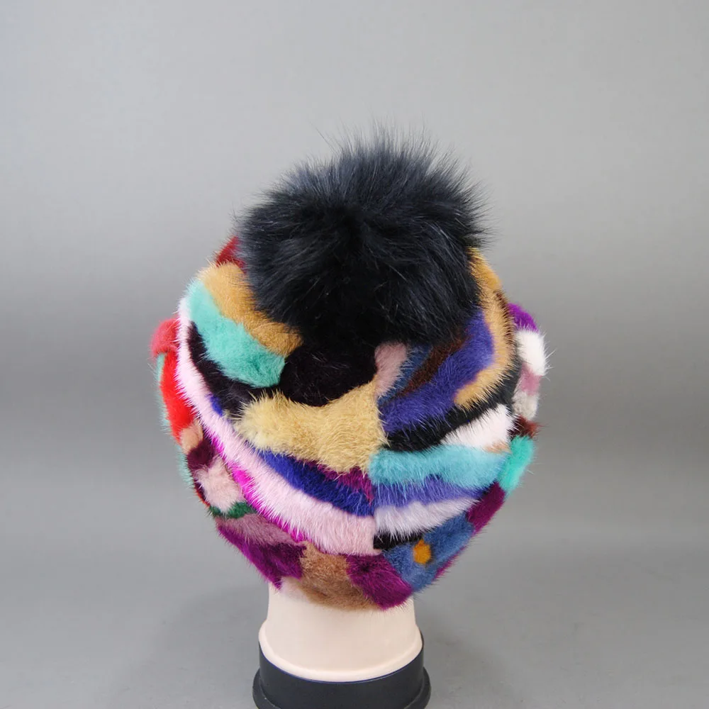 New Winter Hat For Women With EarsThick Warm Visor Horse Tail Baseball Cap Windproof Soviet Russian Casual Real Mink Fox Fur Hat