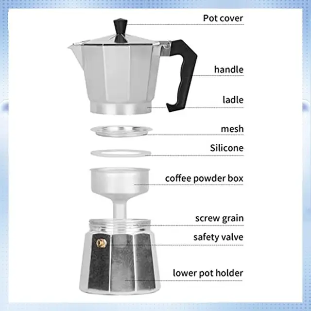 YAA-Espresso Maker Moka Pot Stovetop Espresso Maker Coffee Pot For Great Flavored Espresso For Electric  Stovetop 4