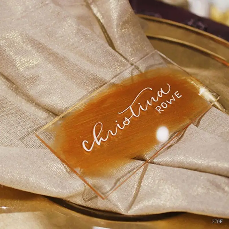 270F 10pcs Rectangle Clear Acrylic Place Cards for Wedding Blank Guest Table Seating Card Guest Name Settings Signs