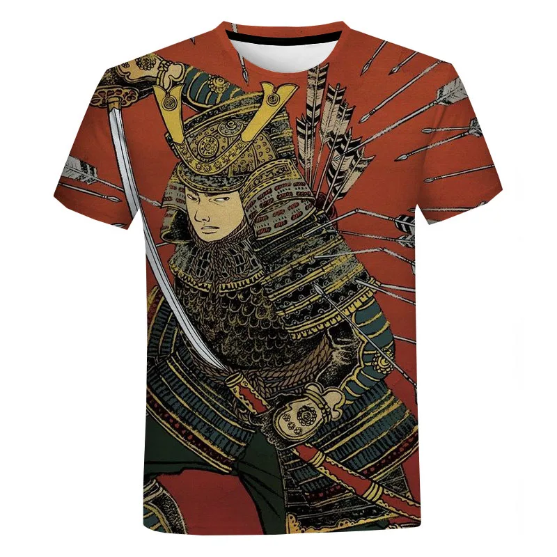

Short Sleeve Top Retro Samurai T-shirt 3D Japanese Style Printed Men's Street Wear Ninja T-shirt