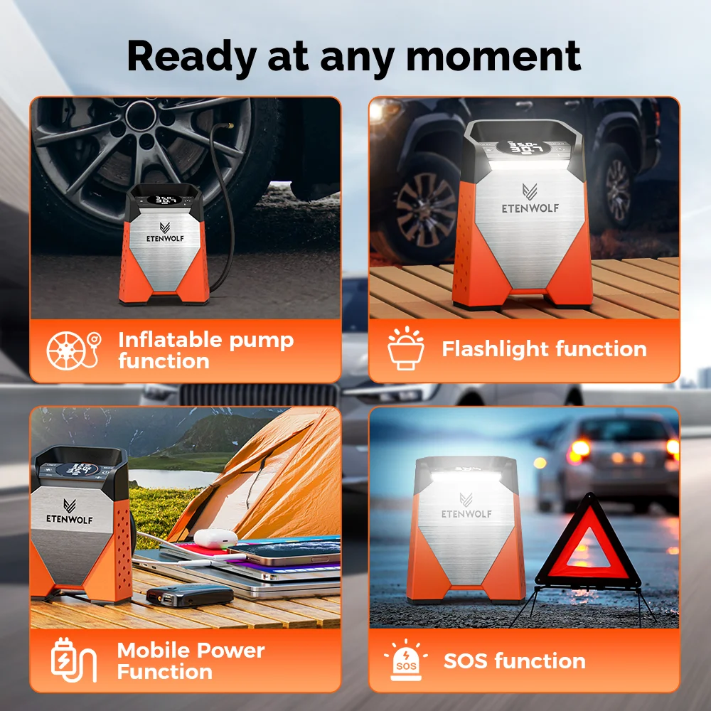 ETENWOLF ZEPHYR S3 �޴�� Ÿ�̾� ��â�� 100% ��Ƽ ����Ŭ 160 PSI �ڵ��� ���� ����� 7800mAh �ڵ��� ������� �� (�ű�)