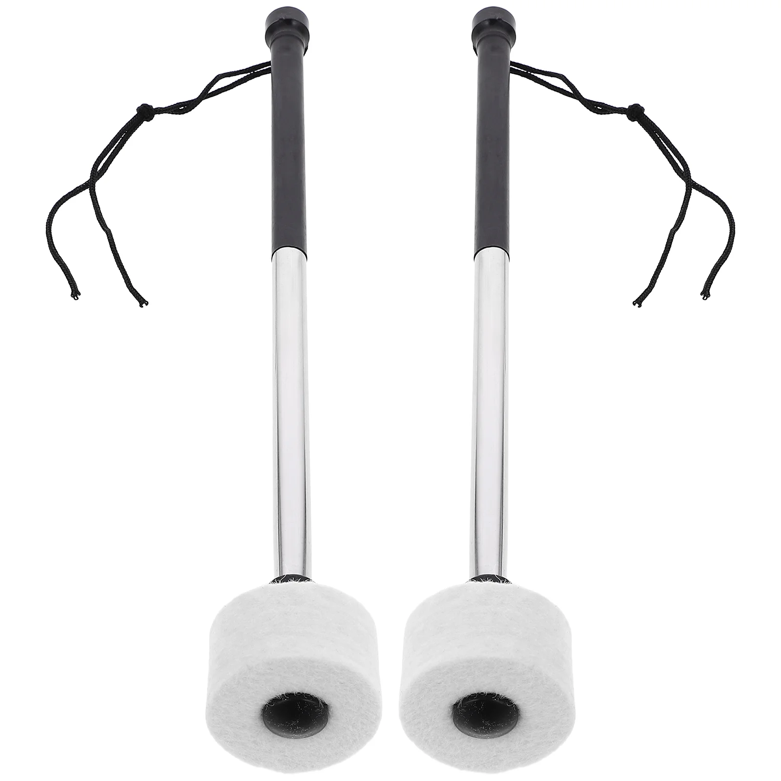 bass drum mallet stainless steel handle drumsticks with wool felt head professional drum mallets instrument accessories Snare Drum Hammer Professional Large Stainless Steel *2pcs Felt Sticks Drumsticks