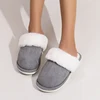 Lucyever Pink Faux Suede Faux Fur Slippers Women Home Warm Non Slip Slides Woman Causal Flat Heels Plush Slipper Shoes Female 5