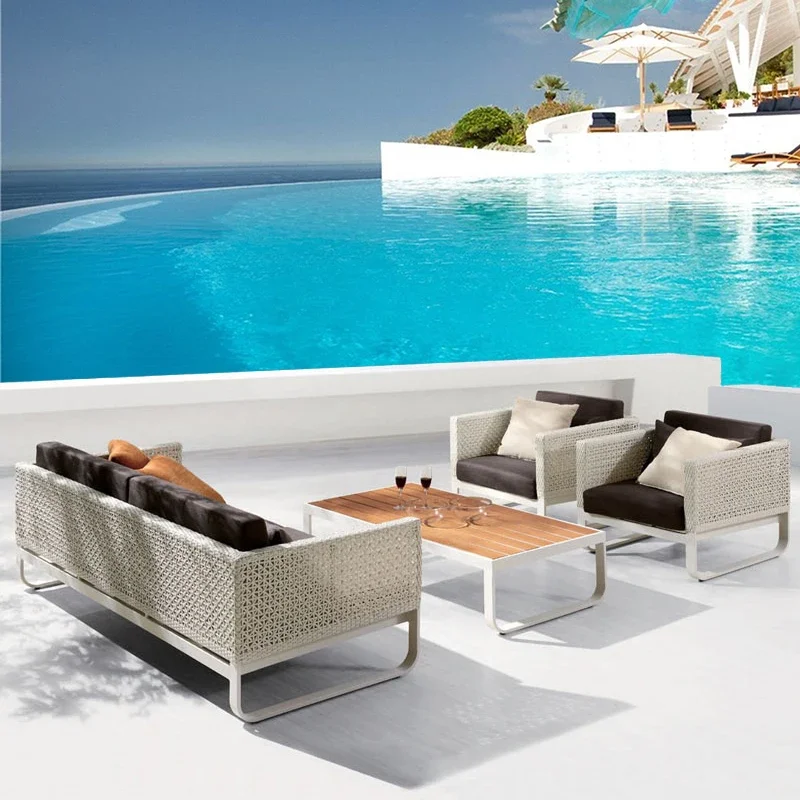 

Modern outdoor rattan leisure sofa villa garden balcony courtyard swimming pool simple tea balcony rattan chair