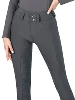 MXLLINA Button Zipper Horse Riding Pants Women Equestrian Leggings Breeches Competition Full Silicone Sports Tights Equipment 2