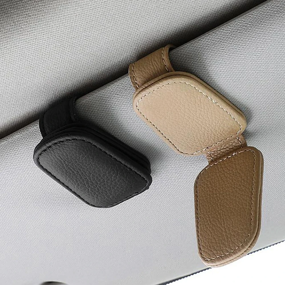 Magnetic Leather Car Sun Visor Organizer and Sunglasses Holder