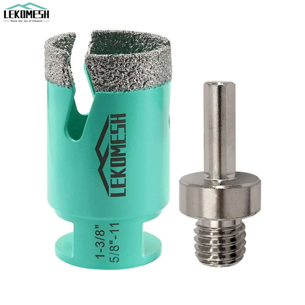 LEKOMESH 2pcs Dia 35mm Diamond Dry Drilling Drill Core Bits  5/8-11 Thread Porcelain Tile Granite Masonry Quartz Hole Saw