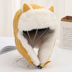 2021 Fashion Winter Bomber Hat with Masks Goggles Waterproof Hood Pilot Hats Glasses Ear Protection Cap Kids Woman Balaclava