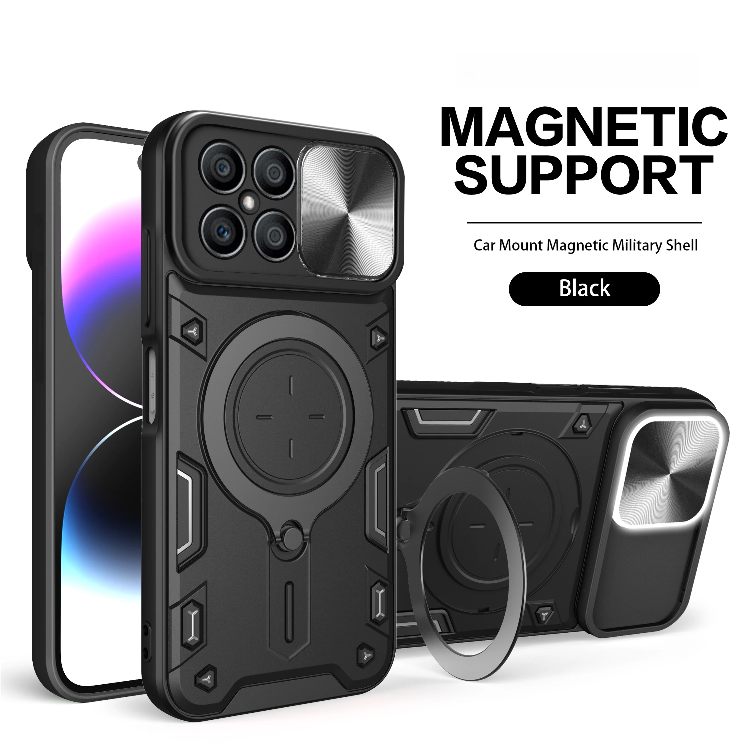Magnetic Ring Bracket Hard Plastic Phone Case Shell