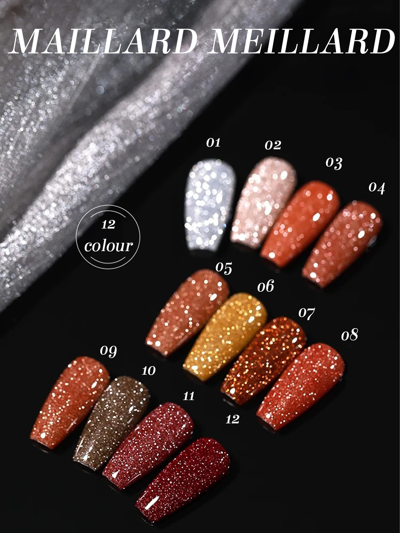 10ML 1-12 Stück Roter Nagellack mit Zerkleinerten Diamanten, Weißer Glitzer-Nagellack mit Hoher Dichte – Detail 10