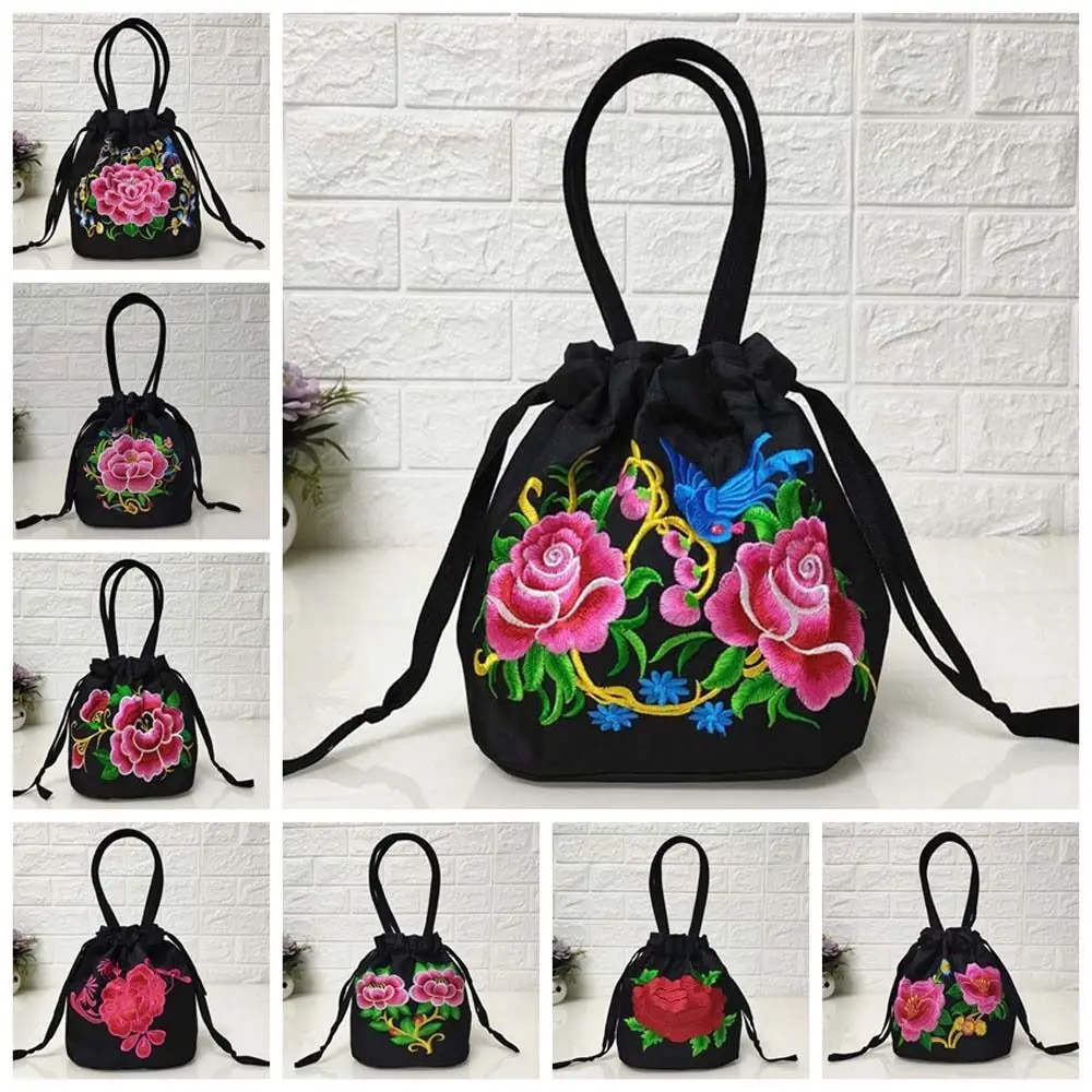 Satin Silk Hanfu Drawstrings Bag Rose Flower Mommy Bag Embroidery Flower  Handbag Shopping Bag Korean Small Purse Wallet Outdoor - AliExpress