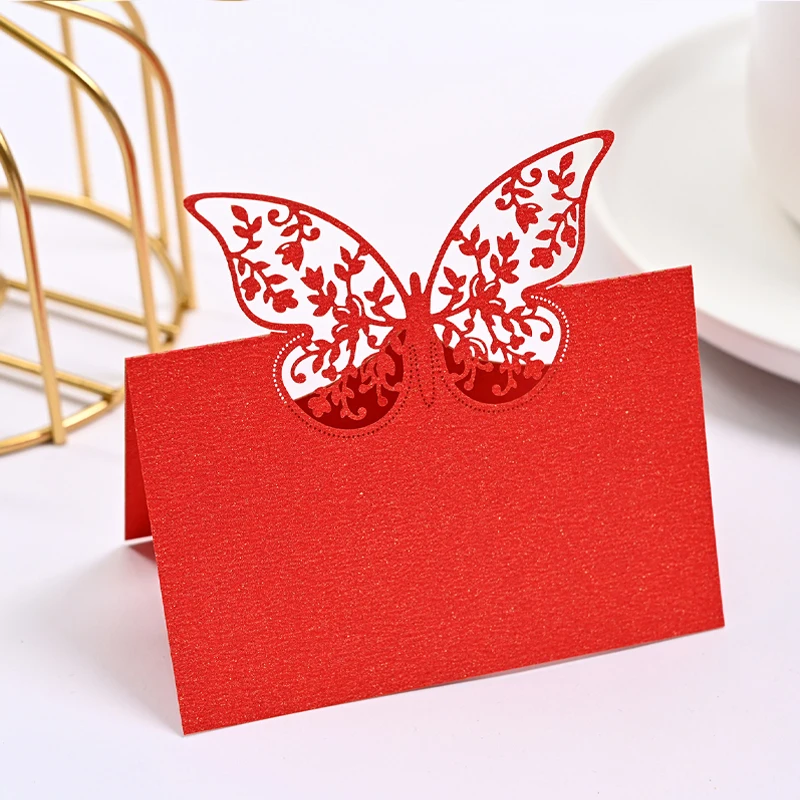 50pcs Laser Hollowed Out Seat Card Wedding Sign in Butterfly Decoration Name Table Creative Wedding Guest Seat Card Personality wedding table cards,wedding name cards