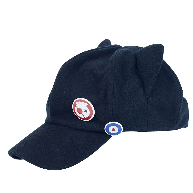 Cosplay Hats Anime EVA Shikinami Asuka Rangure Asuka Risoli Cat Ear Polar Fleece Hat Cosplay Cap and Badge Cute Cosplay Accessories
