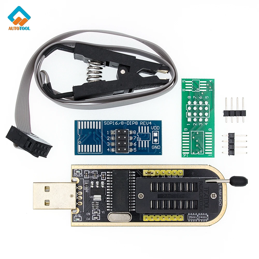 

CH341A 24 25 Series EEPROM Flash BIOS USB Programmer Module + SOIC8 SOP8 Test Clip For EEPROM 93CXX 25CXX 24CXX