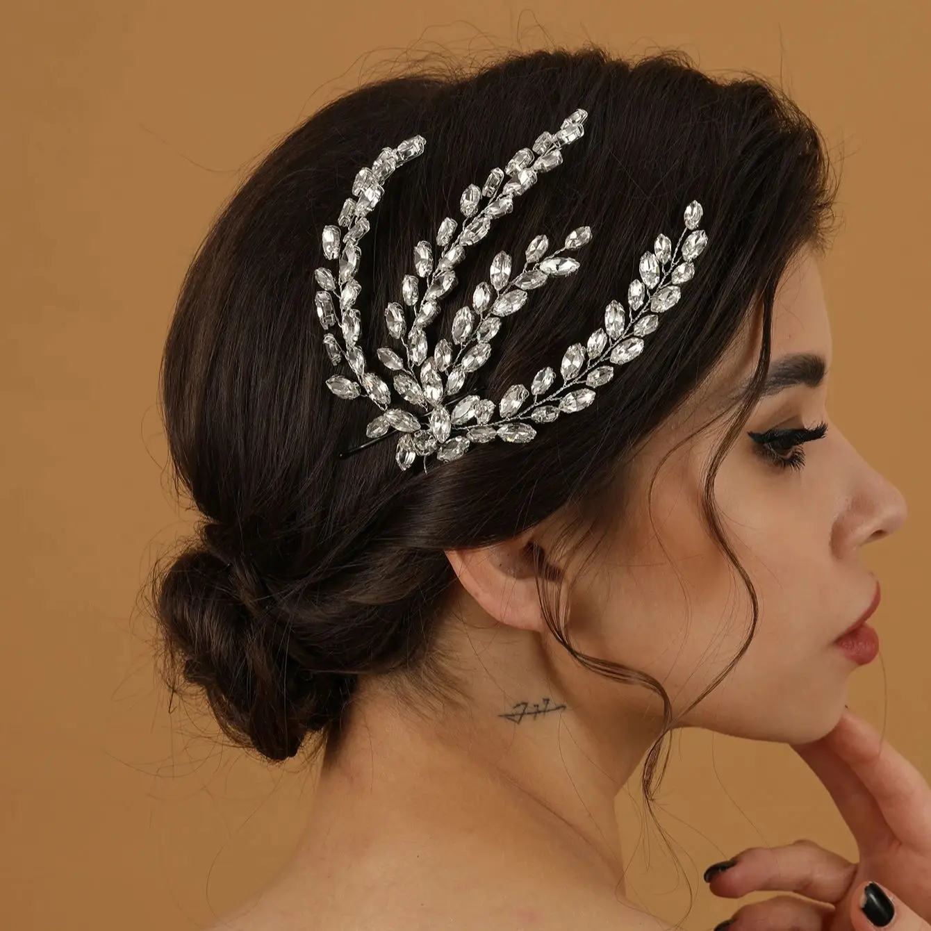 Bridal Hair Accessories Hair Accessories Bridal Jewelry Set Fashion Leaf Zircon Bridal Headpiece Tiara Accessories for Women Luxury Girls Crystal Hairclip Wedding Jewelry
