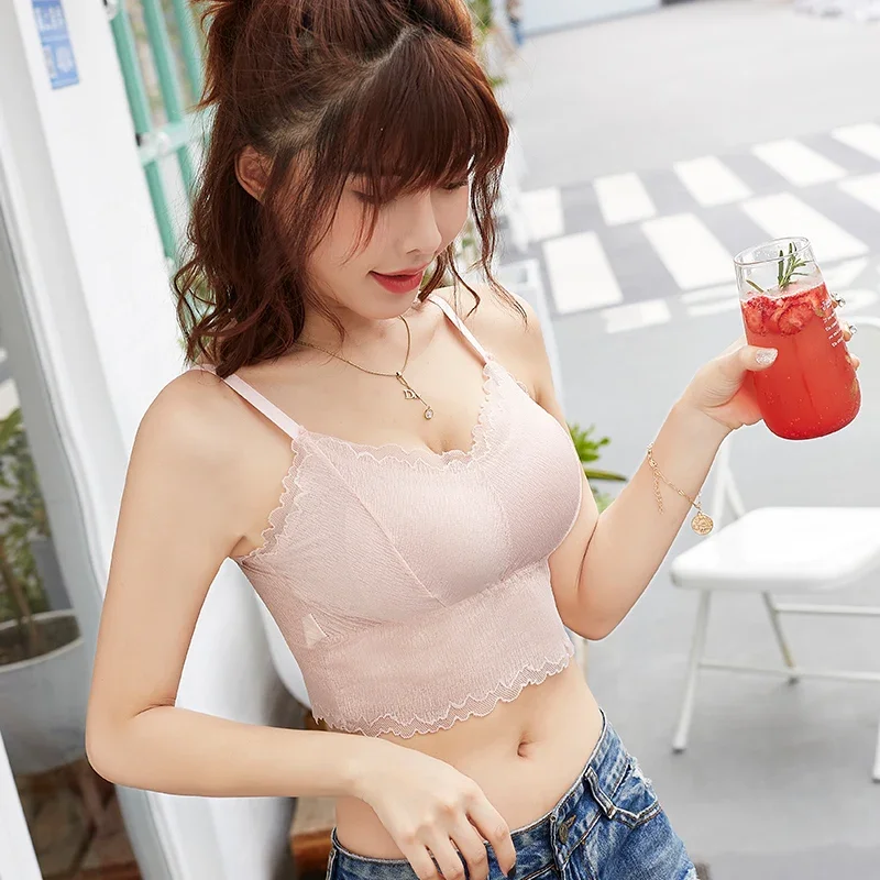 Lace Bralette With Removable Pads Wireless Bra For Women Summer_voghion.com