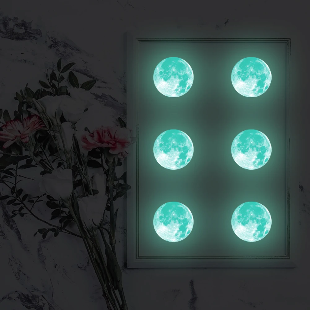 Luminous Moon Earth Planet DIY 3D Wall Stickers Wall Art Decoration Fluorescent for Kids Bedroom Home Diameter 5cm