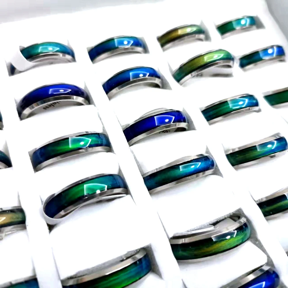 Wholesale 20/100pcs/lot Stainless steel Mood Rings 6mm wide 4