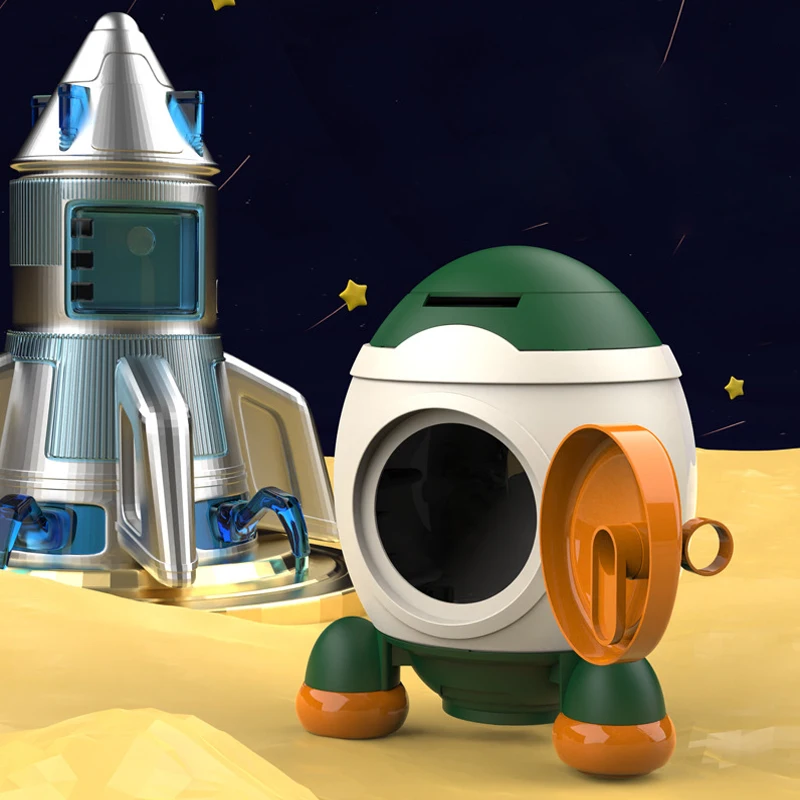 Rocket Shaped Money Box Kindergarten Children Accessible Financial Tool Boys Toy Holiday Durable Birthday Gift