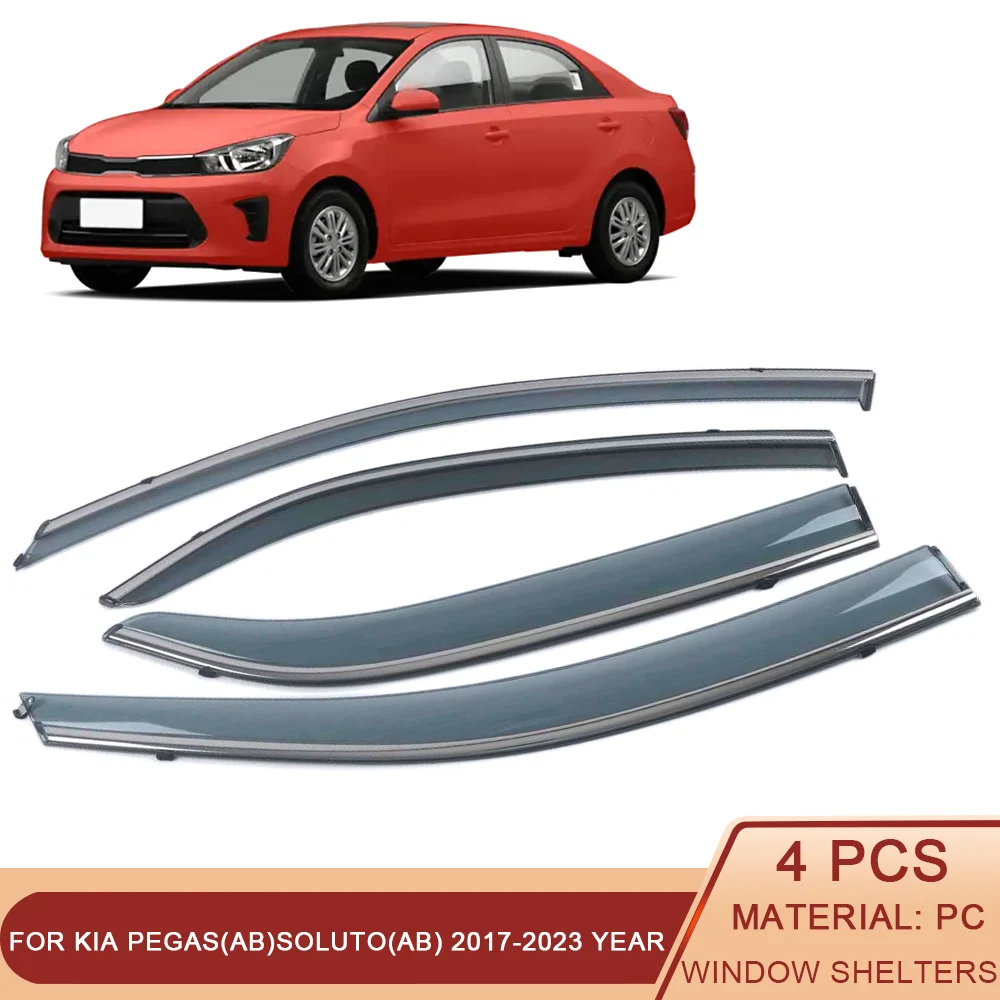 

For Kia Pegas(AB)/Soluto(AB) 2017-2023 Car Window Sun Rain Shade Visors Shield Shelter Protector Sticker Exterior Accessories
