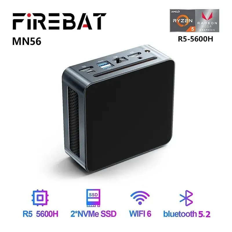 FIREBAT MN56 Mini PC Gamer AMD Ryzen 5 5600H Windows 11 DDR4 Nvme SSD  MiniPC WIFI6 BT5.2 For Gaming Desktop Computer - AliExpress