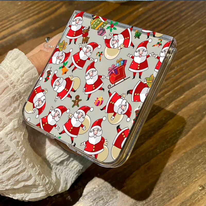 Festive Snowman Patterned Shockproof Clear Hard Folding Phone Case