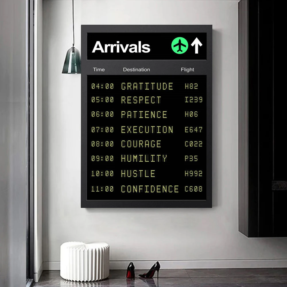 

Nordic Time Schedule Poster Departures and Arrivals Wall Art Canvas Painting Prints Flight Plan Pictures Room Home Decor Cuadros