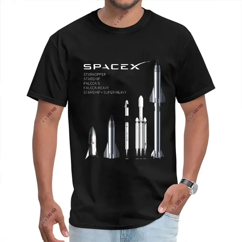 Space X Logo Maglietta Unisex In Cotone Mars Bfr Rocket T Shirt Per Uomo Spacex Starship Blueprint Harajuku Punk Elon Musk Engineer Tee