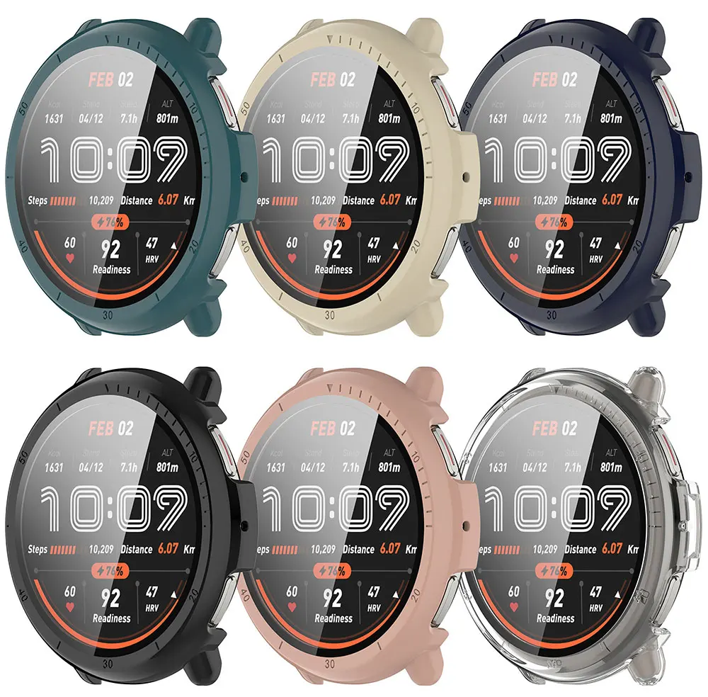 Gehärtetes Glas + Abdeckung für Huami Amazfit Active 2, Displayschutzfolie, harte PC-Schutzhülle für Amazfit Active 2 Zubehör – Detail 2