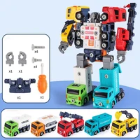 DIY Construction Truck Toys Take Apart Trucks Robot Vehicle Fire Engine Toy Screw Build Car Robot Toy for Boy Kids Building Gift 1