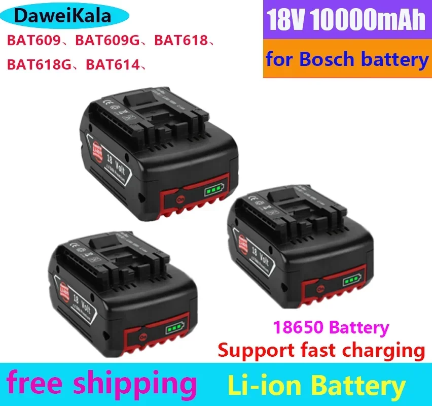 

2023 New Charger for Bosch Electric Drill 18V 10000mAh Li-ion Battery BAT609, BAT609G, BAT618, BAT618G, BAT614 18650 Charger