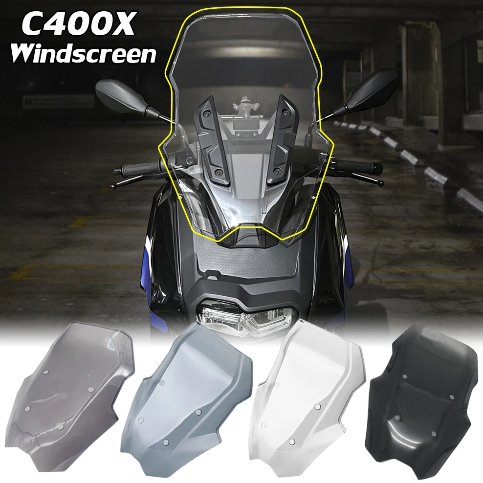 Parabrisas De Carenado Para BMW C400X (2018-2023) - Plástico PC, 3mm, Doble Burbuja, Transparente/humo - Mejora Protección Contra Viento